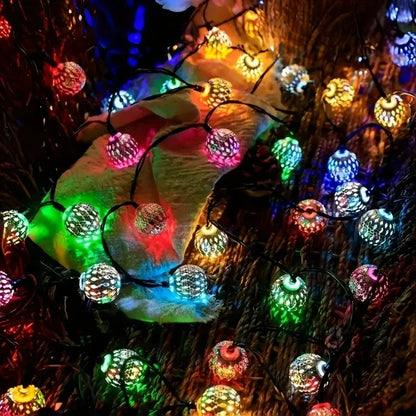 1Pcs Moroccan Ball Solar String Lights 20/30/50 LED Outdoor String Light for Bedroom Garden Wedding Holiday Party Festival Decor