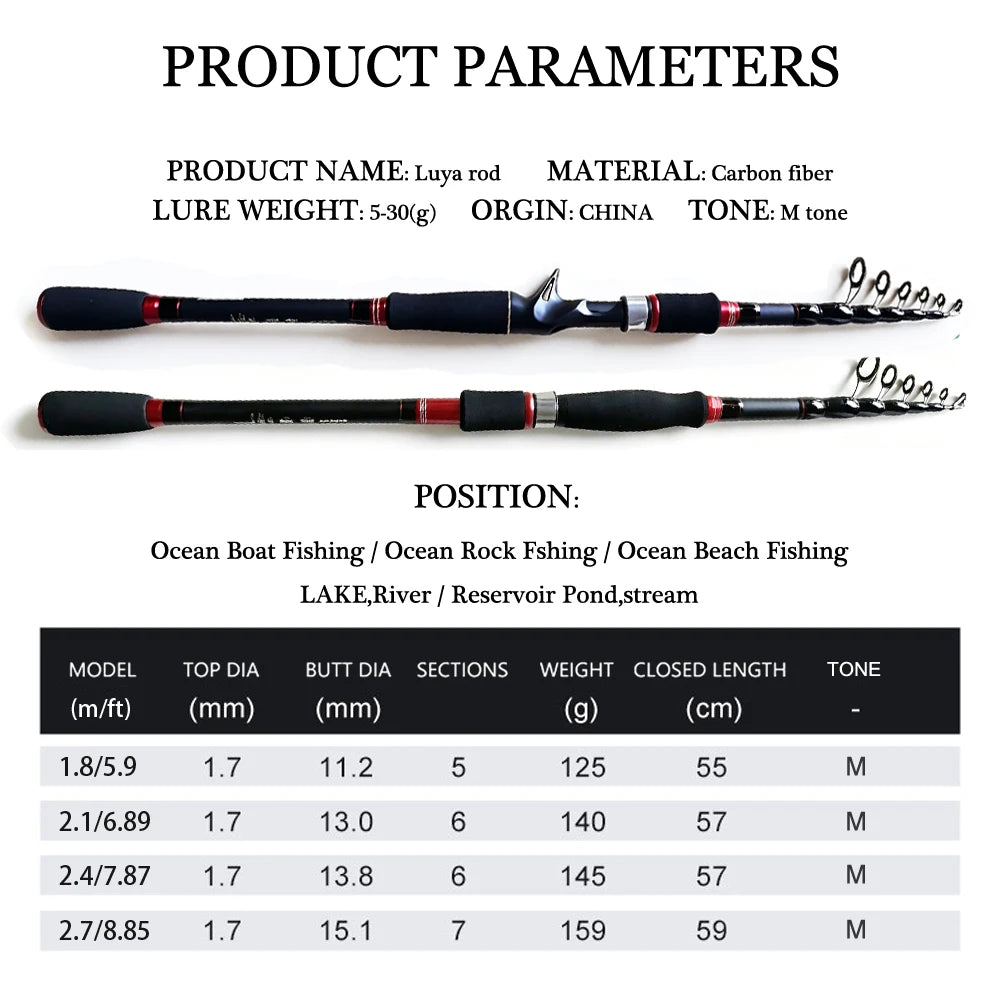 SIECHI Telescopic Lure Rod with Wooden Handle