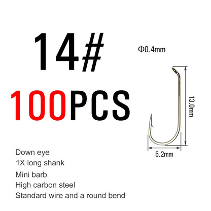 Vtwins 1X Long Shank Fly Tying Hooks (100 Pack)