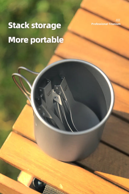Tiartisan Titanium Folding Spork Outdoor Camping Ultralight Portable Tableware Backpacking Hiking Dinner Spork Utensil