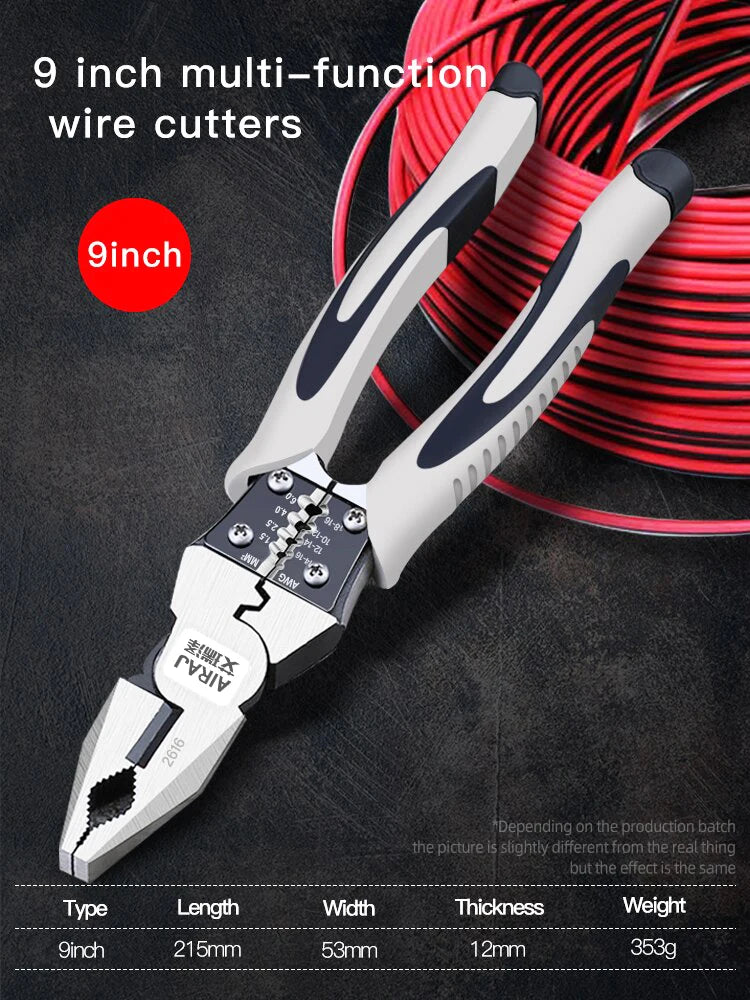 AIRAJ 7/8/9 Inch Wire Pliers Sharp Large Opening Stripping Pliers Industrial Grade Multifunctional Hardware Manual Tools