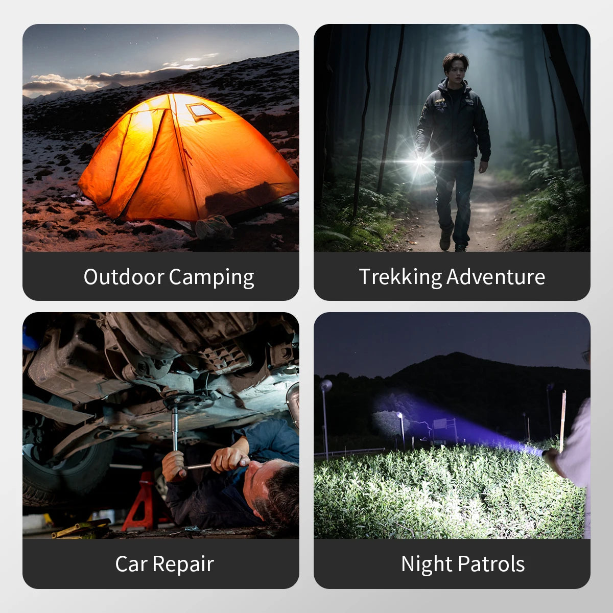 Warsun Powerful LED Flashlight Magnet Rechargeable Torch Light Portable Lantern  8 Modes Hand Lamp For Camping Hiking  Emergen