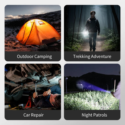 Warsun Powerful LED Flashlight Magnet Rechargeable Torch Light Portable Lantern  8 Modes Hand Lamp For Camping Hiking  Emergen