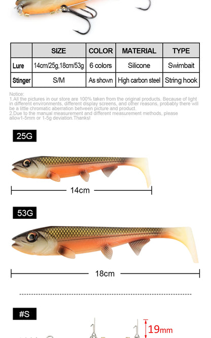 Spinpoler Big Fish Soft Fishing Lure With Stinger Rig Hook Set 14cm/18cm Jigging Trolling For Saltwater Sea Fishing Tackle Pesca