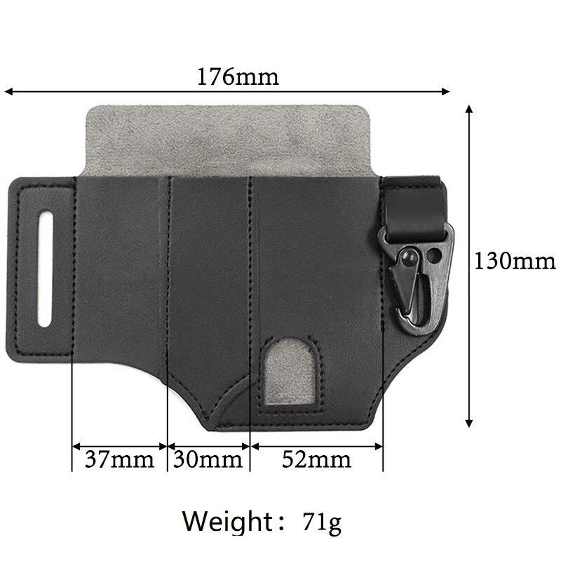 Outdoor Hunting Multi Tool Leather Bag, Portable Tool Storage Bag Leather Cover, Outdoor Camping Waist Leather Bag