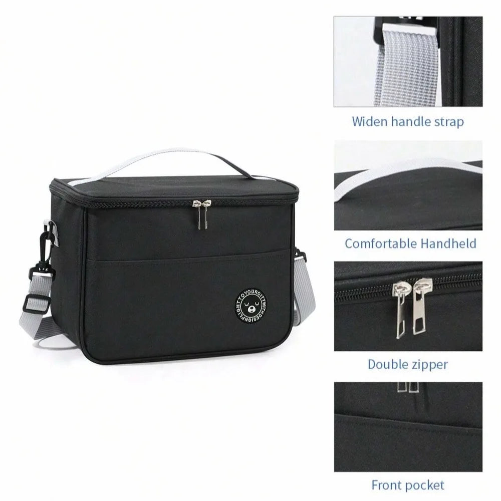 Capacity hand-held with shoulder strap insulated bag, lunch box bag, student thickened waterproof lunch bag。-zmt
