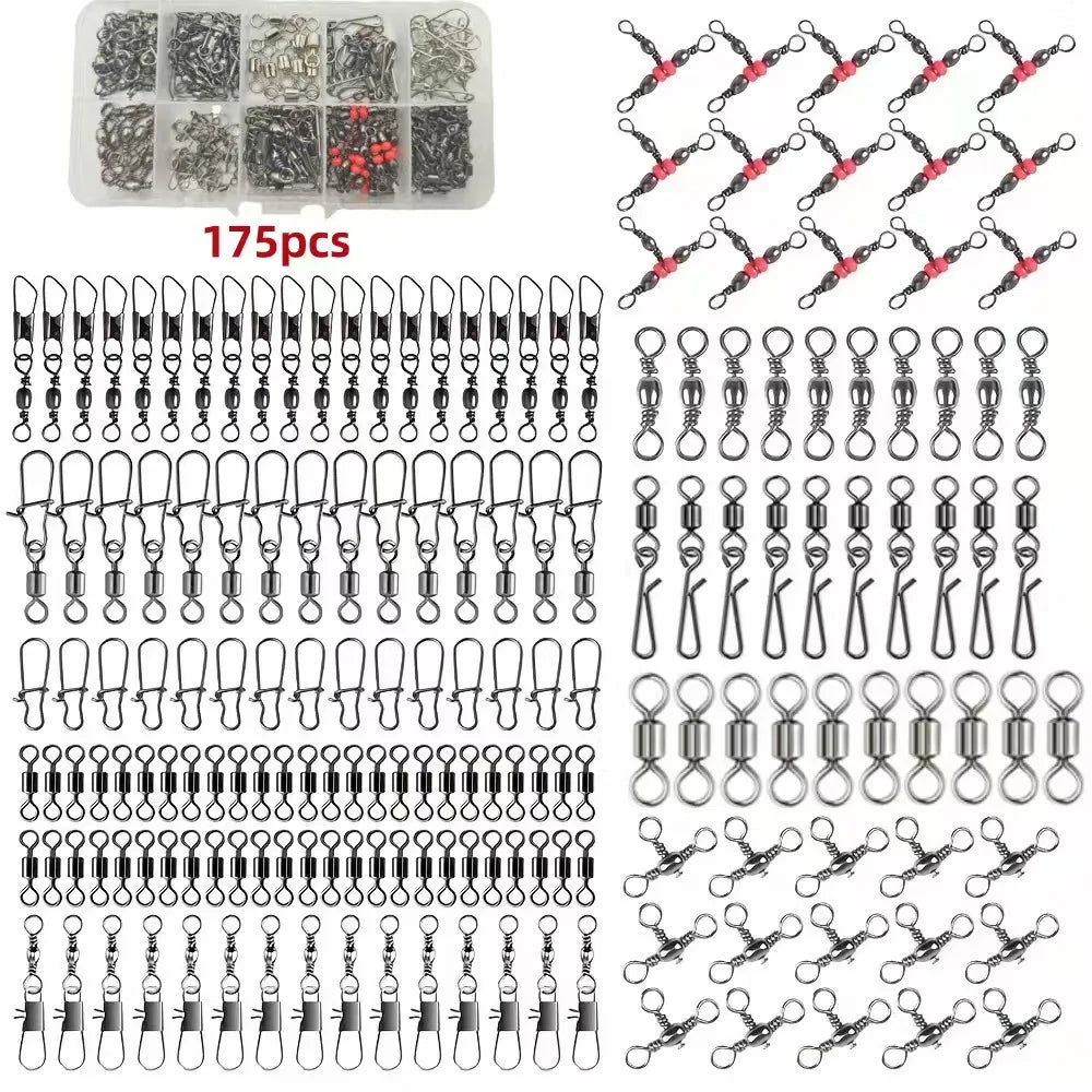 170-410pcs Professional Fishing Kit with Tackle Box, Hooks Sinkers Swivels for Bass Trout Saltwater Fishing Complete Lure Set