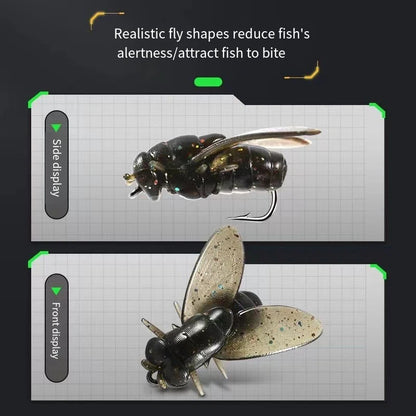 Soft Rubber Insect Flies Set (10 Pack)
