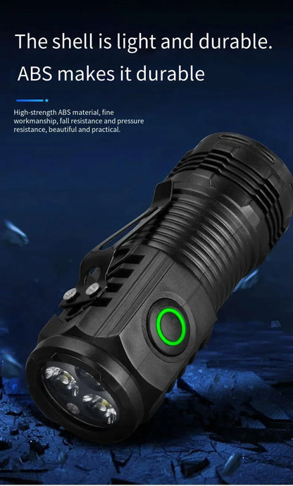 Rechargeable Outdoor Flashlight Portable Strong Light Waterproof Torch for Camping Walking Portable EDC Lighting Lamp
