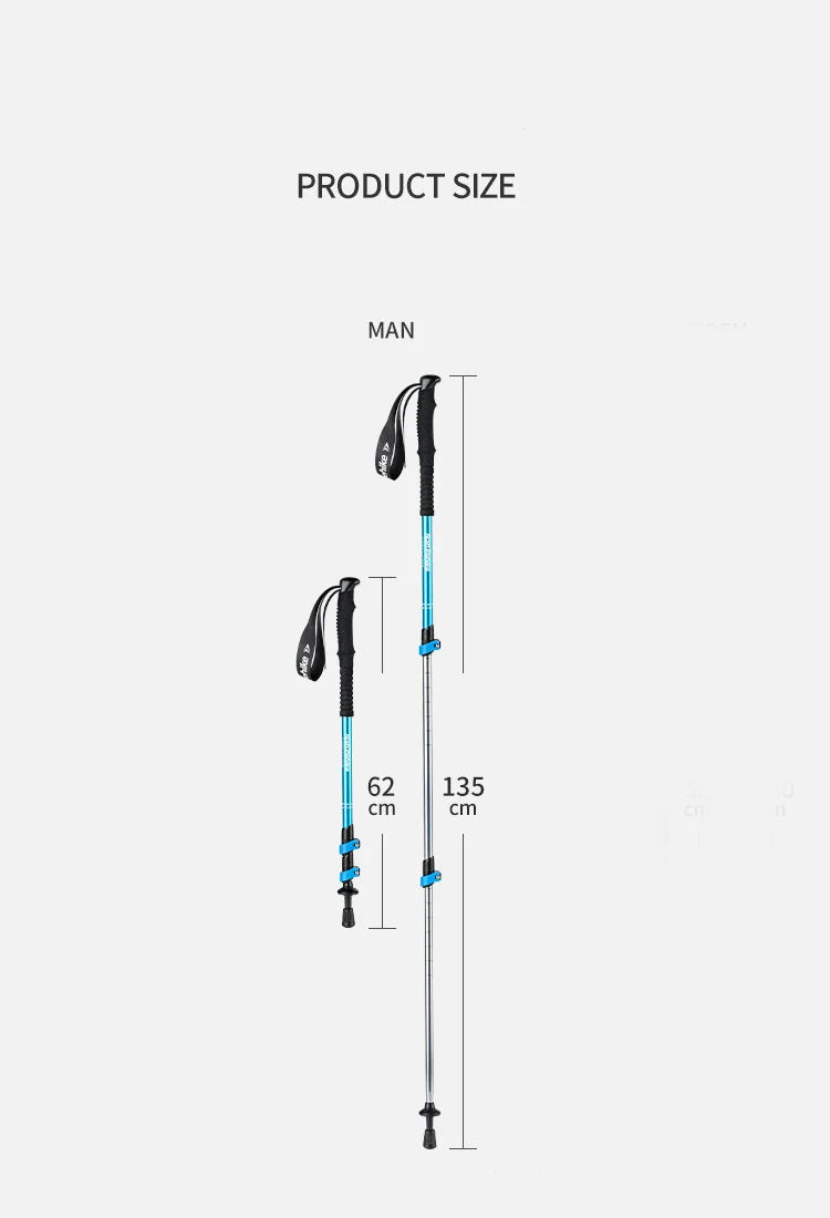 Naturehike Hiking Poles Three Sections Of Aluminum Pole For Mountaineering Hiking Skiing Travel Poles Climbing Trekking Pole
