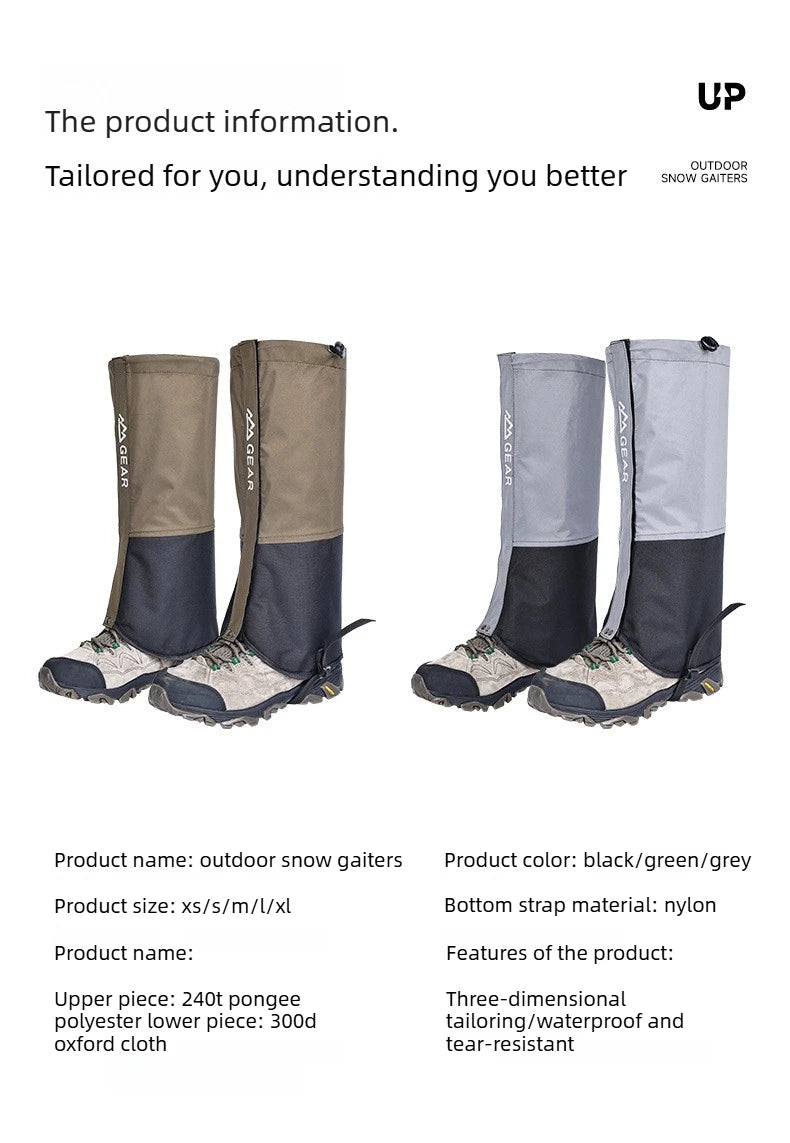 Outdoor Leg Warmers Gaiter Waterproof Hiking Travel Mountain Leggings Gaiters Long Tube Leggings Warmers Foot Cover