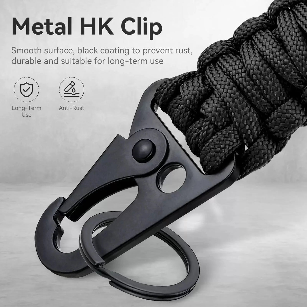 Heavy Duty Braided 550 Paracord Neck Lanyard Keychain Survival Parachute Rope Lanyard Necklace HK Clip Key Ring Outdoor Tools