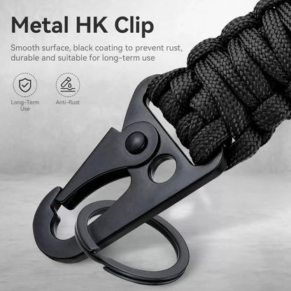 Heavy Duty Braided 550 Paracord Neck Lanyard Keychain Survival Parachute Rope Lanyard Necklace HK Clip Key Ring Outdoor Tools
