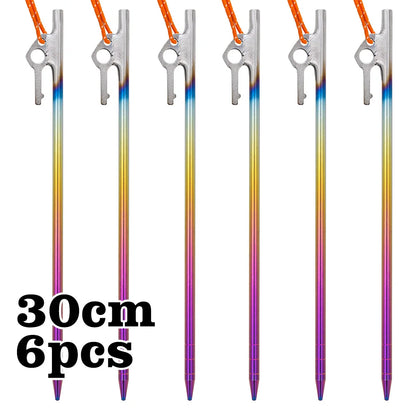 TiTo Camping Tent Accessories Supplies Colorful Titanium Tent Pegs Stakes Heavy Duty Ground Nails 30cm/35cm/40cm for Hard Soil