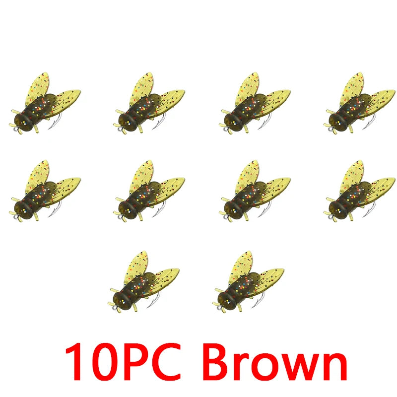 Soft Rubber Insect Flies Set (10 Pack)