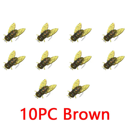 Soft Rubber Insect Flies Set (10 Pack)