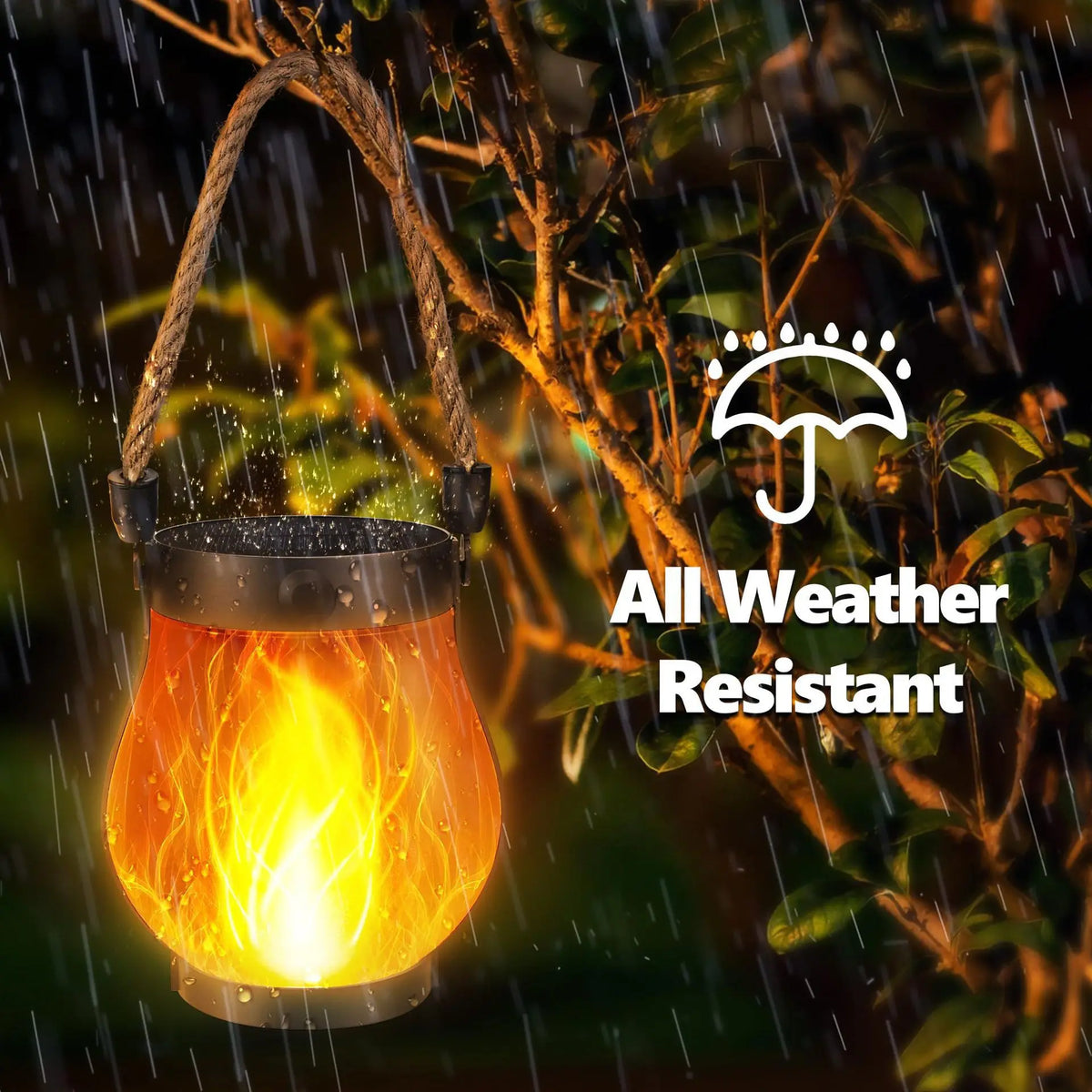 Solar Flame Rope Lantern – Flickering 3D Flame, Type-C