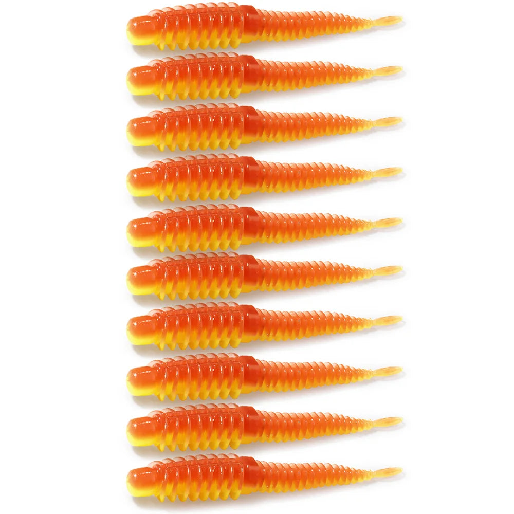 10PCS Soft Lures 6.5cm 7.5cm 8.5cm Thread TPE Worm Jig Hook Carp Fishing Tackle Pesca Swimbait Gear Fishy Flavor Kit Bait