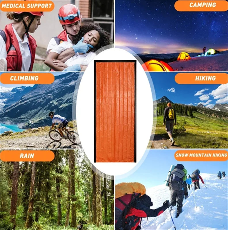 2 Person Emergency Shelter Bivy Survival Tent Kit Mylar Tube Tent Sleeping Bag Waterproof Outdoor SOS Thermal Blanket Reusable