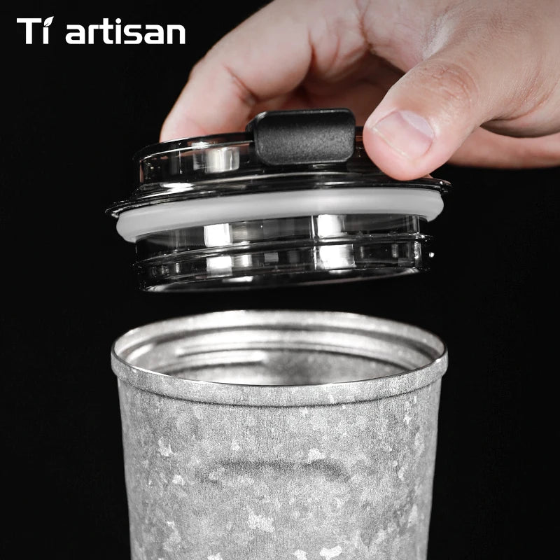Tiartisan Pure Titanium Vacuum Insulated Cup 400ml / 500ml Double-Wall Coffee Mug Outdoor Camping Lightweight Thermos Cup