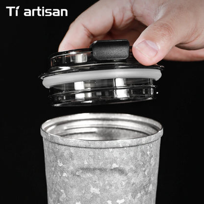 Tiartisan Pure Titanium Vacuum Insulated Cup 400ml / 500ml Double-Wall Coffee Mug Outdoor Camping Lightweight Thermos Cup
