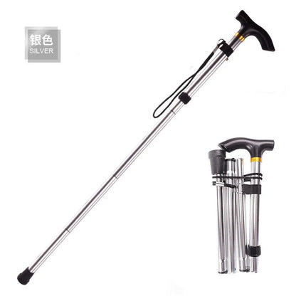 Multifunction Walking Stick Trekking Poles Telescopic Fold Crutches Hiking Stick Crutch Elderly Metal Stick Walking Cane Outdoor