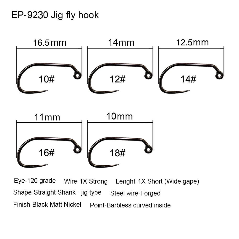 Aventik Barbless Black Nickel Fly Hooks (50 Pack)