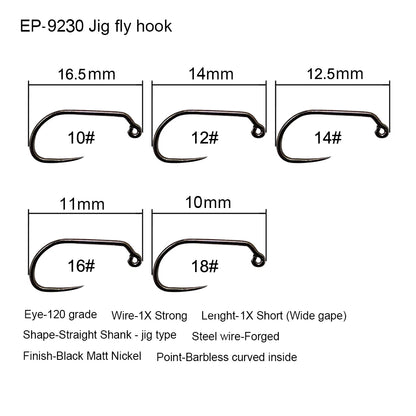 Aventik Barbless Black Nickel Fly Hooks (50 Pack)
