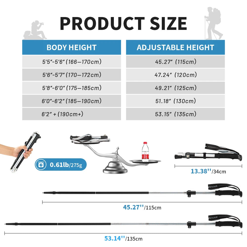 Naturehike 2026 New Trekking Poles Ultralight Folding 1Pcs Walking Cane High Load Aluminum Hiking Walking Telescopic Stick