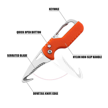 Portable Folding Knife Express Package Knife Gift Keychain Serrated Hook Knife Outdoor Camping Carry-on Survival Tool Box Opener