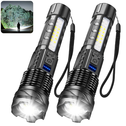 LED Flashlight Rechargeable Torch High Power Strong Light Flashlight Long Range Tactical Zoom Lamp Outdoor Camping Lantern