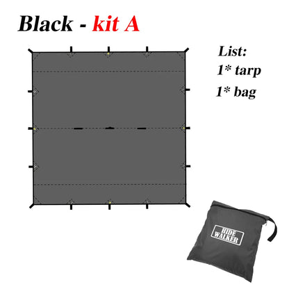 19 Hanging Points Black Coating Tarp Waterproof Black Coated Tarp Outdoor Camping Tent Tarp Bushcraft Shelter DIY Tent Fly