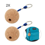 2PCS Floating Cork Ball Keychain – 50mm Buoyant Wooden Key Ring with Rope for Sailing, Kayak & Boat Accessories