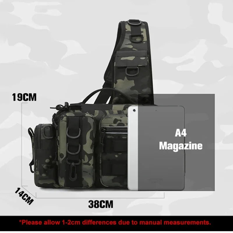 Fishing Tackle Sling Backpack with Rod Holder