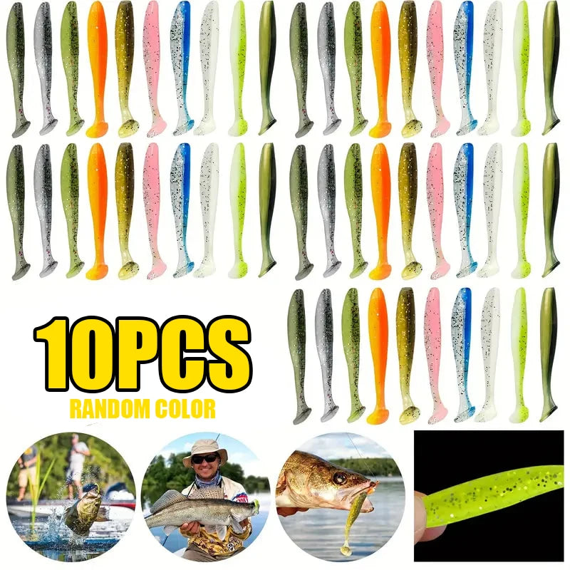 Fishing Lure Soft Tail Bait Set 55/65/75mm Swimbaits Silicone Wobblers Pesca Bass Carp Fishing Tackle Random Color 10/50/100Pcs