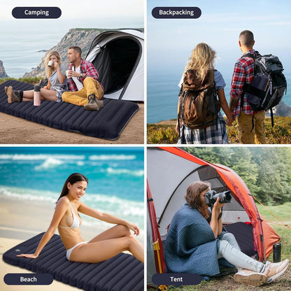 Extra Thick 4 Inch Camping Sleeping Pad Outdoor Camping Self-Inflating Mats Spliceable Hiking Fishing Sleeping Pad