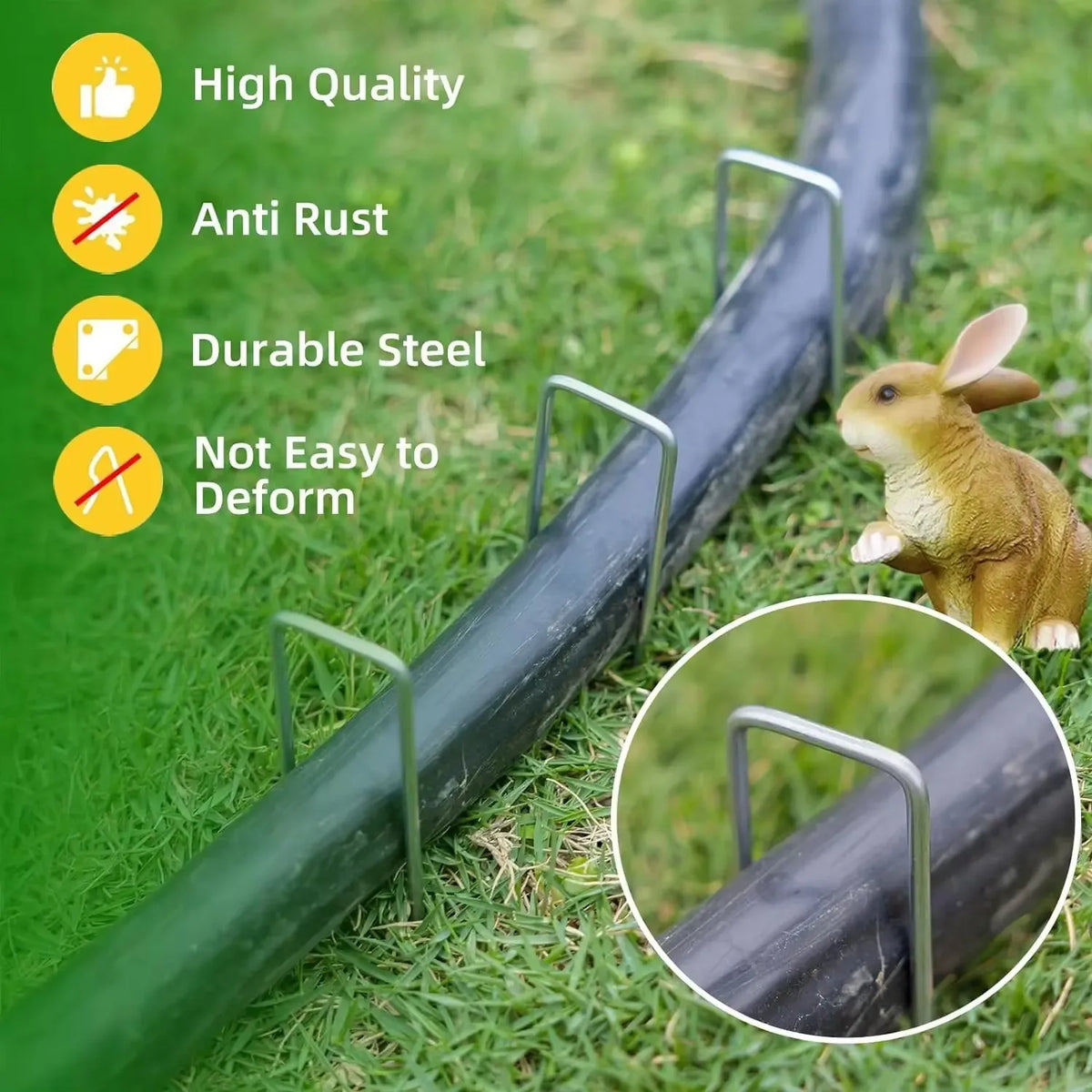 Garden Stakes Galvanized Landscape Staples,U-Type Turf Staples for Artificial Grass, Rust Proof Sod Pins Stakes Tent Peg Nails