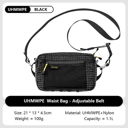 HIKEMAN Dyneema Fiber Waist Pack 1.1L Waterproof UrltraLight Multi Pocket for Cycling Running Hiking Camping Outdoor Sports