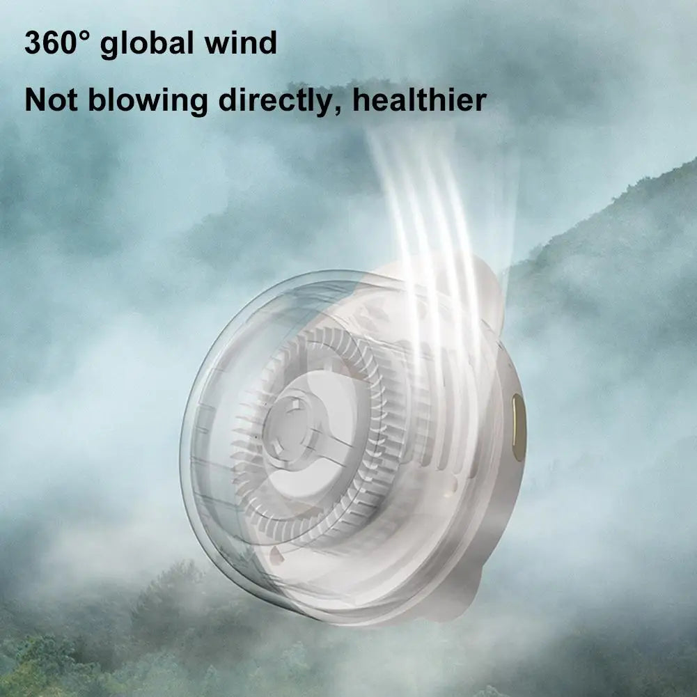 Portable Mini Bladeless Clip On Waist Fan 3 Speed Silent USB Recharge Hands Free Cooling Fan For Outdoor Travel Cycling Camping