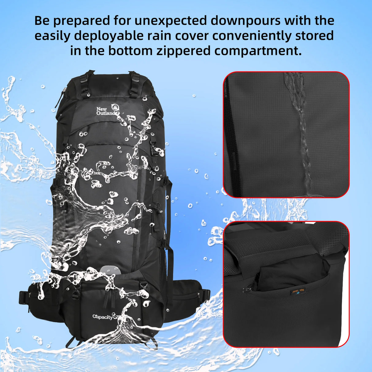 Traveling Backpacking Backpack 75L Hiking Backpack Large Capacity Camping Backpack with Rain Cover Shoes Warehouse Backpack