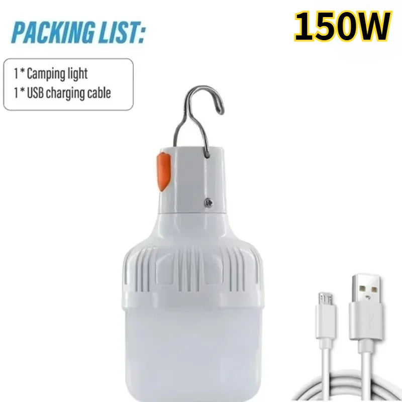 Rechargeable Portable Camping Brightness Light Dimmable LED Bulb Waterproof Outdoor Tent Light Emergency Night Light with Hook