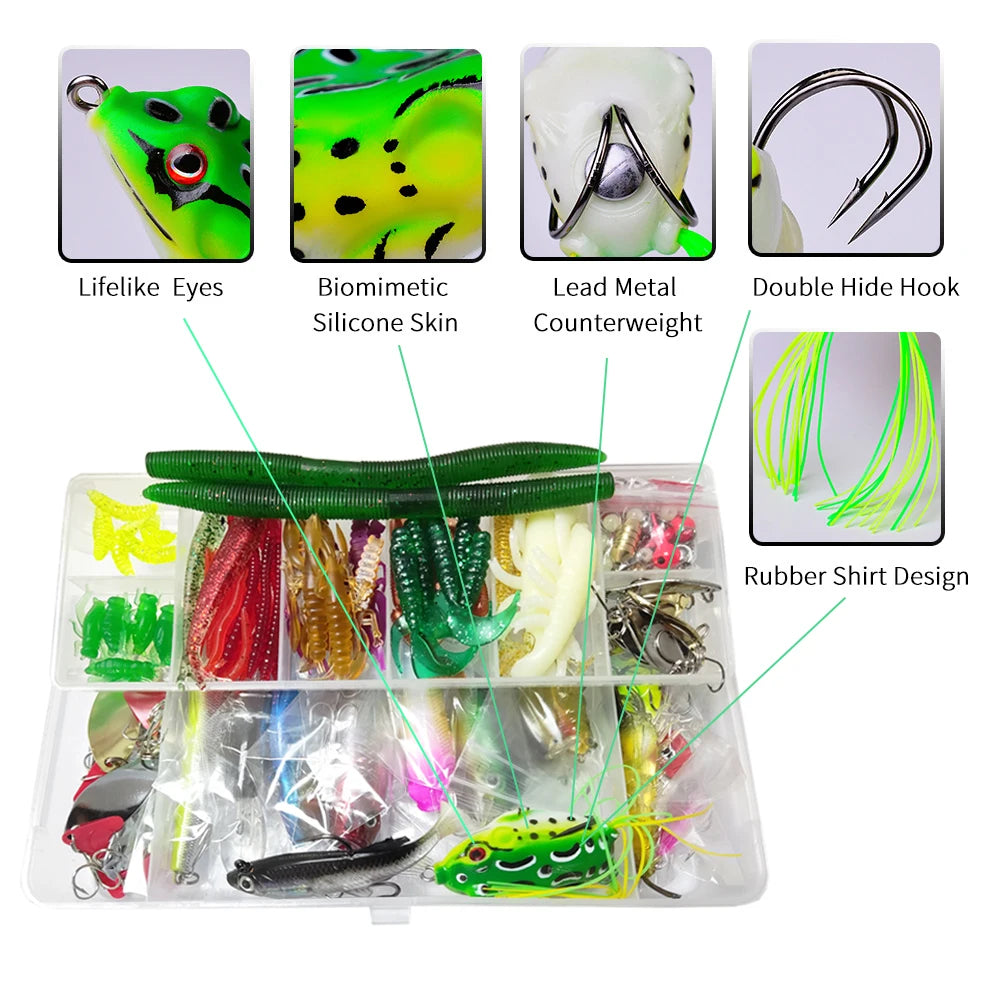 Soft and Hard Bait Lure Kit with Box