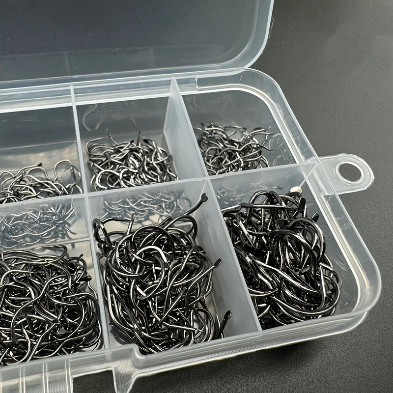 Carbon Steel Fishing Hook Assortment (300/500 Pack)