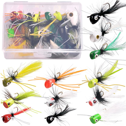 Foam Popper Flies for Bass and Bluegill (12 or 36 Pack)