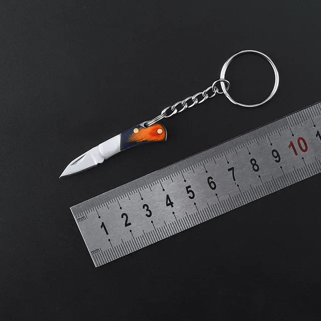 5cm Acrylic Mini Folding Knife Pendant Brass Wood Keychains Sharp Small Blade Portable Hanging Outdoor Camping Unboxing Knife