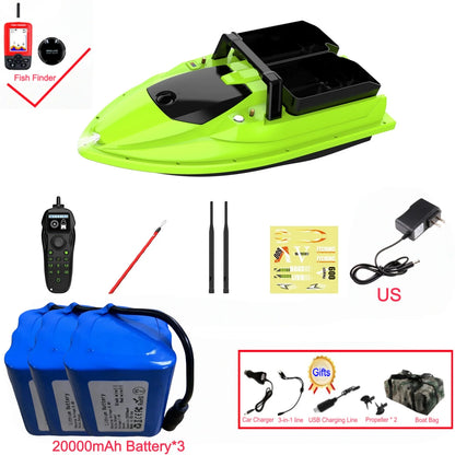 Sonar Bait Boat with Color Fish Finder Screen & Dual Hopper