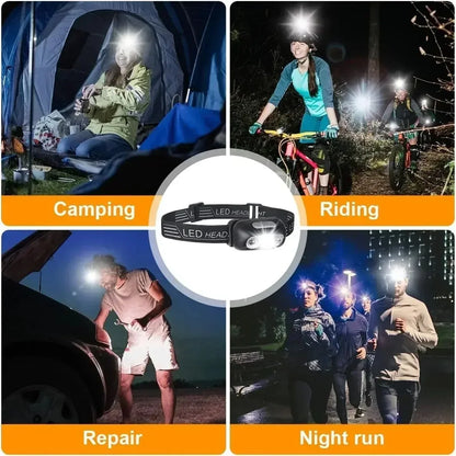 HOMEFISH Super Bright LED Headlamp  Rechargeable Sensor Headlight Waterproof Flashlight for Camping Hiking Fishing Emergenc