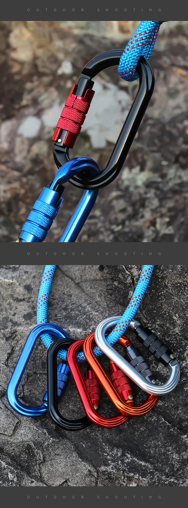 CLIWIZ Brand 25KN Auto Safety Lock Outdoor Professional Climbing Carabiner O Shape Aviation Aluminum Hooks