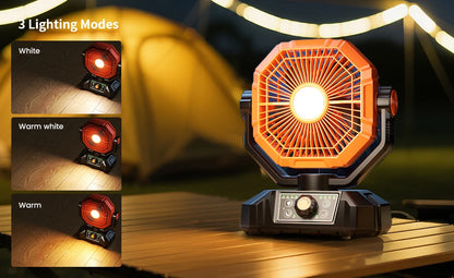 20000mAh Camping Fan with LED Lantern – 8-Speed, Remote