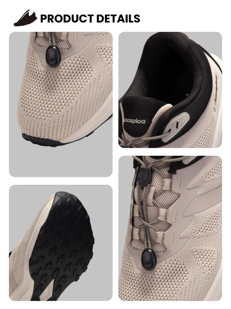 Baasploa Men Hiking Shoes Summer Breathable Comfort Soft Outdoor Sneakers New Solid Walking Shoes Anti Slip Wear-resistant